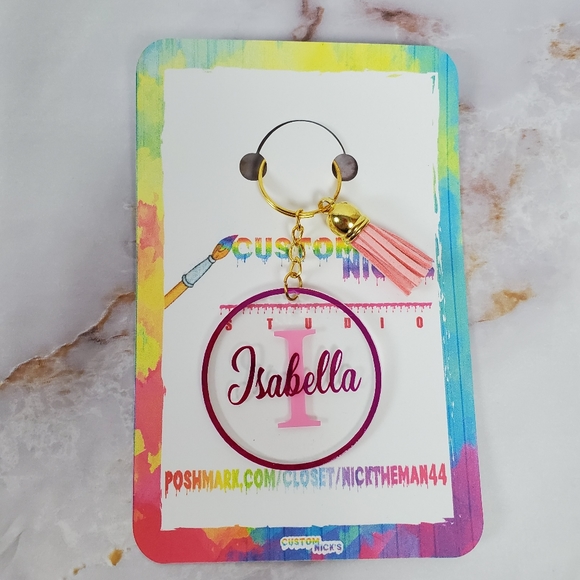 Handmade Custom Keychain with Name and Glitter Vinyl - Picture 5 of 5